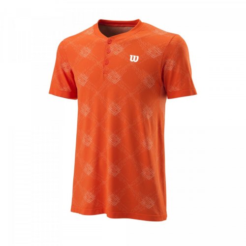 Футболка Wilson муж. PWR SMLS HENLEY III FIESTA оранжевый/белый SM