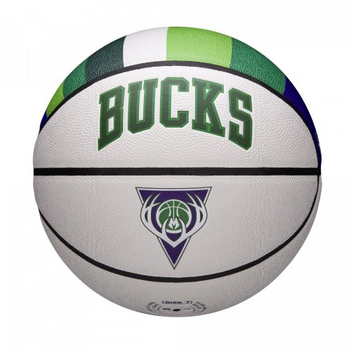 Мяч баскетбольный Wilson NBA TEAM CITY COLLECTOR BSKT MIL BUCKS SZ7 белый/зелёный/синий 7