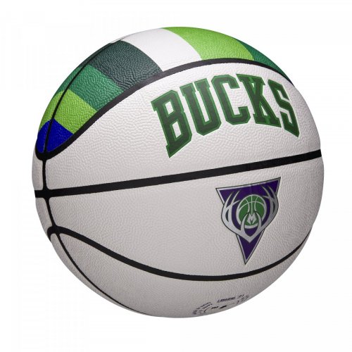 Мяч баскетбольный Wilson NBA TEAM CITY COLLECTOR BSKT MIL BUCKS SZ7 белый/зелёный/синий 7
