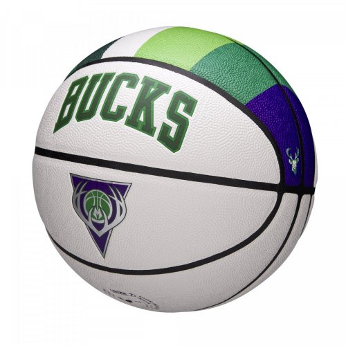 Мяч баскетбольный Wilson NBA TEAM CITY COLLECTOR BSKT MIL BUCKS SZ7 белый/зелёный/синий 7