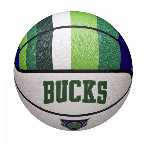 Мяч баскетбольный Wilson NBA TEAM CITY COLLECTOR BSKT MIL BUCKS SZ7 белый/зелёный/синий 7