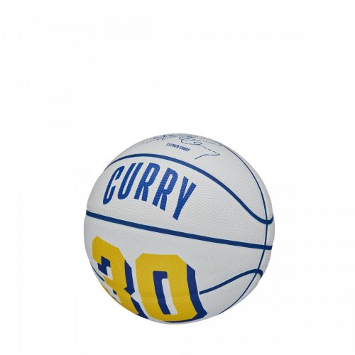 Мяч баскетбольный Мини Wilson NBA PLAYER ICON MINI BSKT CURRY BL/YEL SZ3 белый/синий/жёлтый 3