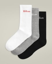 Носки Wilson уни. CREWLOGO SOCK 3 PACK MULTI белый/серый/чёрный MD